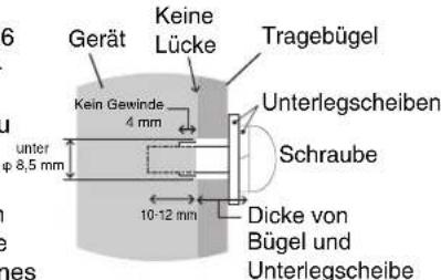 6 Gerät Keine Lücke Tragebügel Unterlegscheiben Schraube Dicke von Bügel und Unterlegscheibe 4 mm 10-12 mm unter φ 8,5 mm