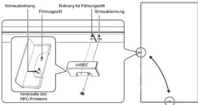 Schraubbbohrung Führungstift Bohrung für Führungsstift Schraubbbohrung Innenseite des NEC-Emblems