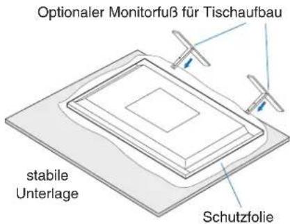 Optionaler Monitorfuß für Tischaufbau stabile Unterlage Schutzfolie