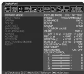 NEC MultiSync C751Q - Select or change the Picture Mode in the OSD menu item PICTURE MODE - 1