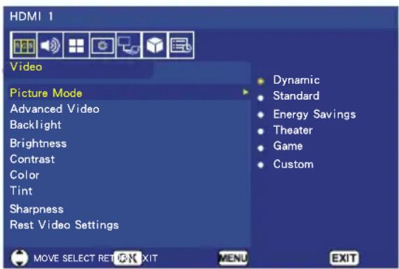 NEC E series E557Q - Video Menu - 1