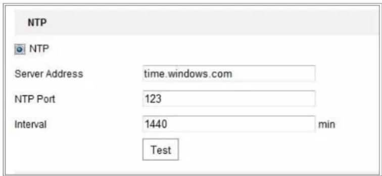 Hikvision DS-2CD2346G1-I - Configure the NTP settings. - 1