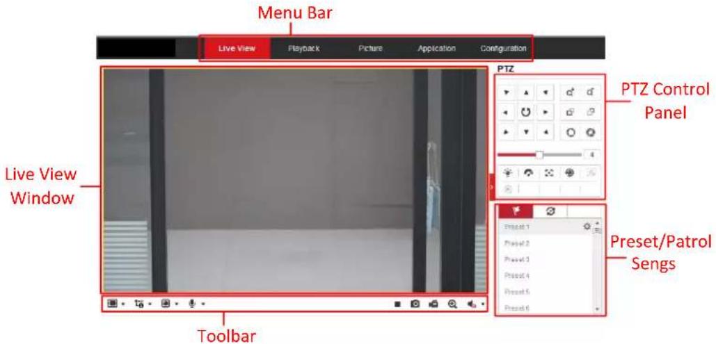 Hikvision DS-2CD2346G1-I - Descriptions of the live view page: - 1