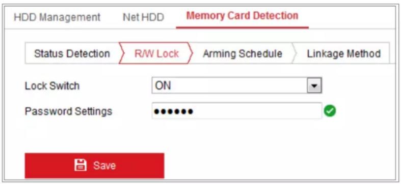Hikvision DS-2CD2346G1-I - Click R/W Lock tab to add a lock to the memory card. - 1