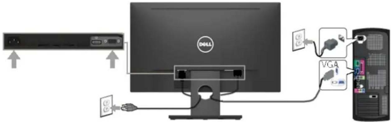 DELL E Series E1916H - VGA-Kabel anschließen - 1