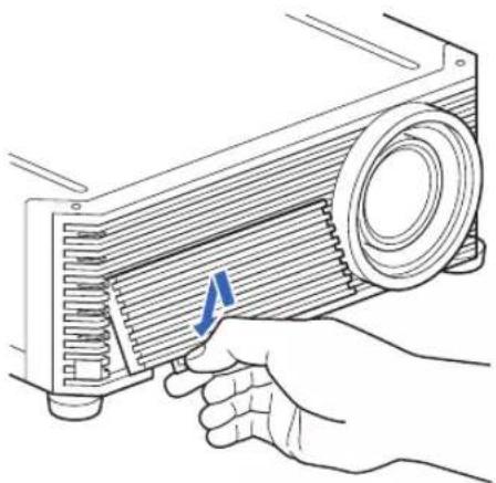 CANON XEED 4K500ST - 6Align the filter cover tab with the groove and close the filter cover. - 1