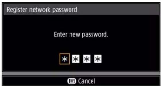 Register network password Enter new password. * * * * Cancel
