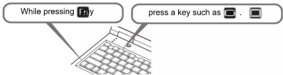 While pressing Key press a key such as .