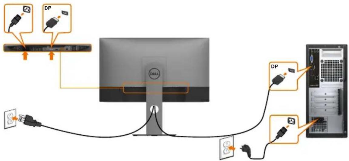DELL UltraSharp U2719DC - Connecting the DP cable - 1