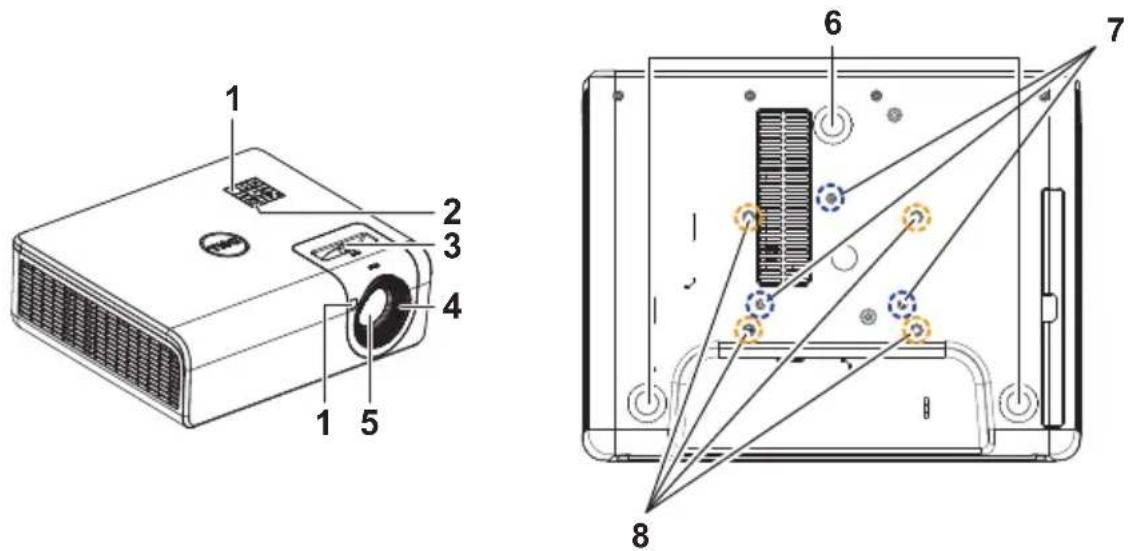 DELL P519HL - Projektoransicht von oben und unten - 1