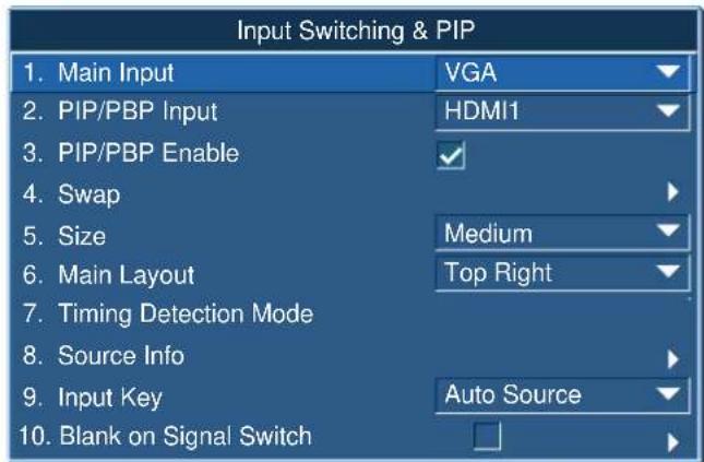 Christie D16WU-HS - Input Switching & PIP menu - 1