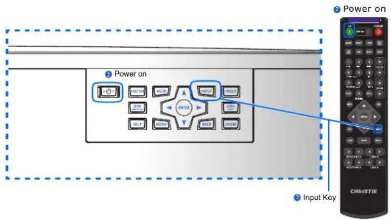 Christie D16WU-HS - Turning the projector on - 4