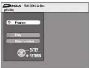 DINA# FUNCTIONS No Disk No Disk Program Copy Other Functions ENTER RETURN