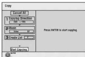PANASONIC DMR-ES46 - Make sure to select "Start Copying" and press [ENTER]. - 6