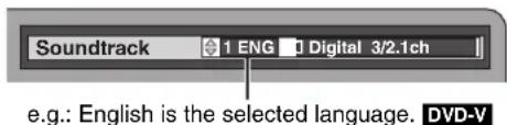 Soundtrack 1 ENG Digital 3/2.1ch e.g.: English is the selected language. DVD-V