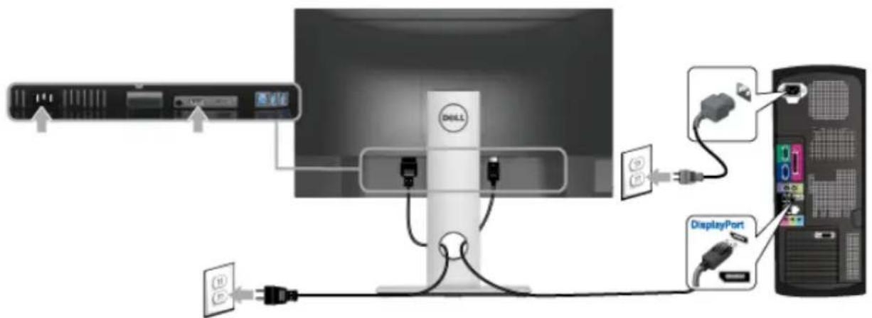 DELL S2417DG - Connecting the DisplayPort (DP to DP) cable - 1
