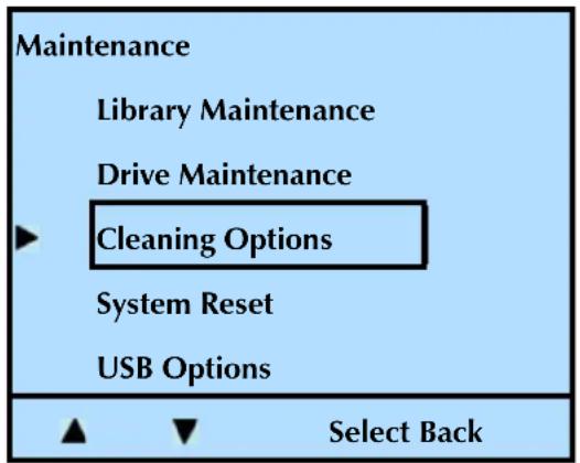 Tandberg Data StorageLibrary T24 - CLEANING A TAPE DRIVE USING THE CLEAN DRIVE OPTION - 1