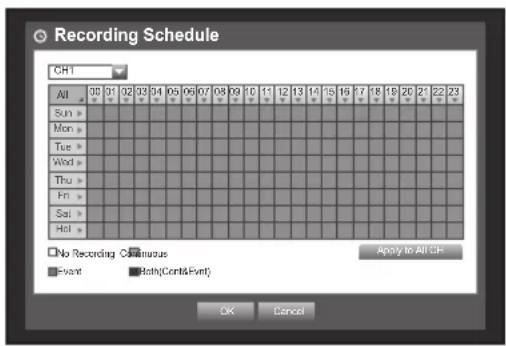 Hanwha SRD-1684 - Recording Schedule - 2