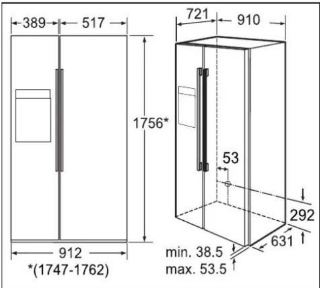 SIEMENS KA92DAI20G - Installation dimensions - 1