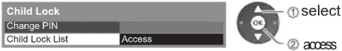PANASONIC TX-P65VT30B - Select [Child Lock List] - 1