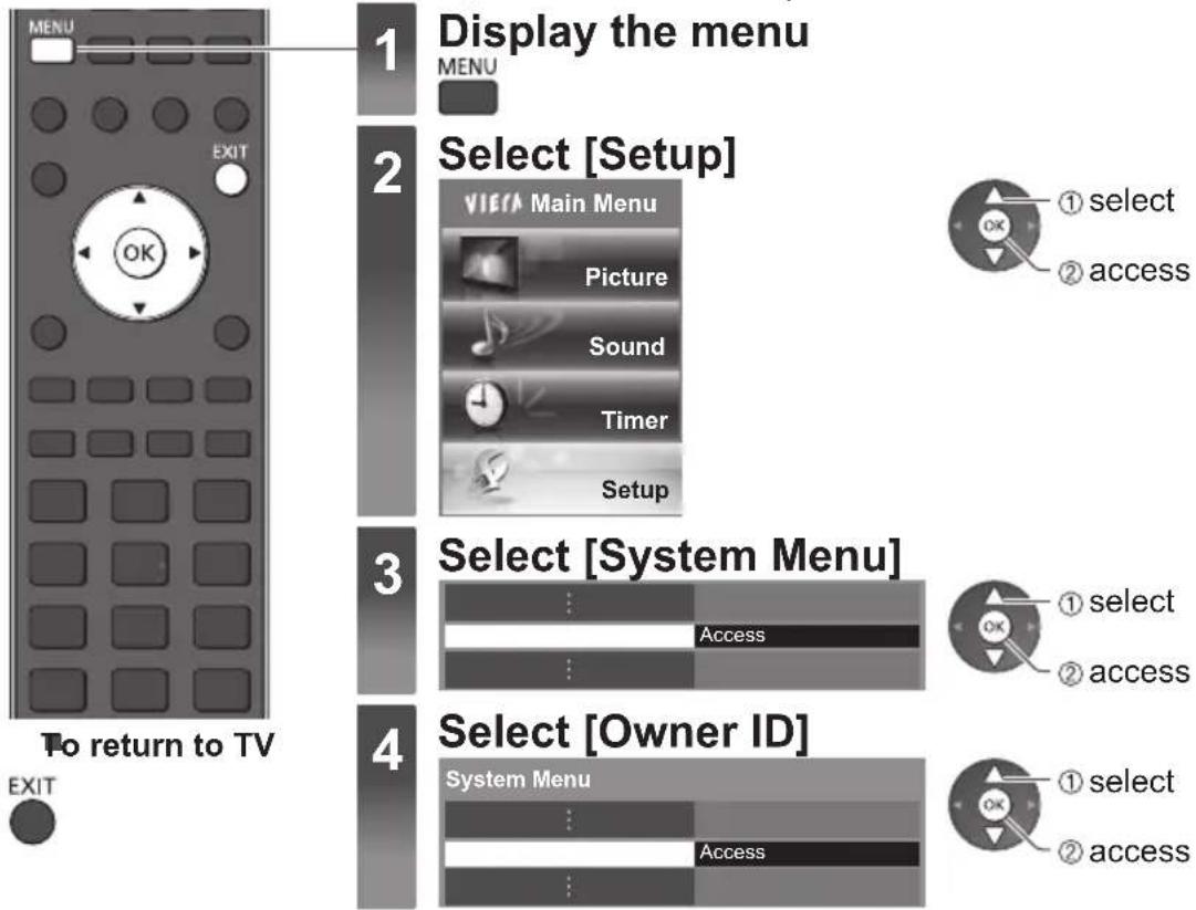 PANASONIC TX-P65VT30B - Owner ID - 1