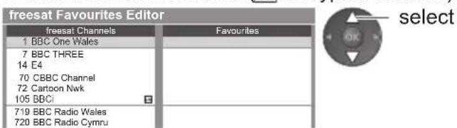 PANASONIC TX-P65VT30B - List favourite freesat channels [Favourites Edit] - 1