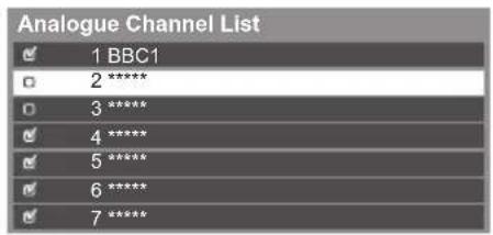 PANASONIC TX-P65VT30B - Skip unwanted Analogue channels, Edit Analogue channels [Channel List] - 1