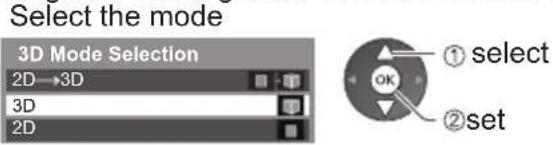 PANASONIC TX-P65VT30B - Changing 2D - 3D mode - 3