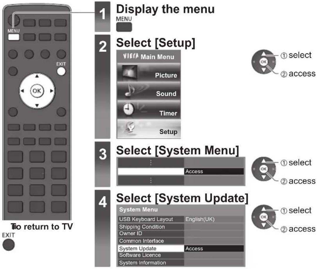 PANASONIC TX-P65VT30B - Updating the TV Software - 3
