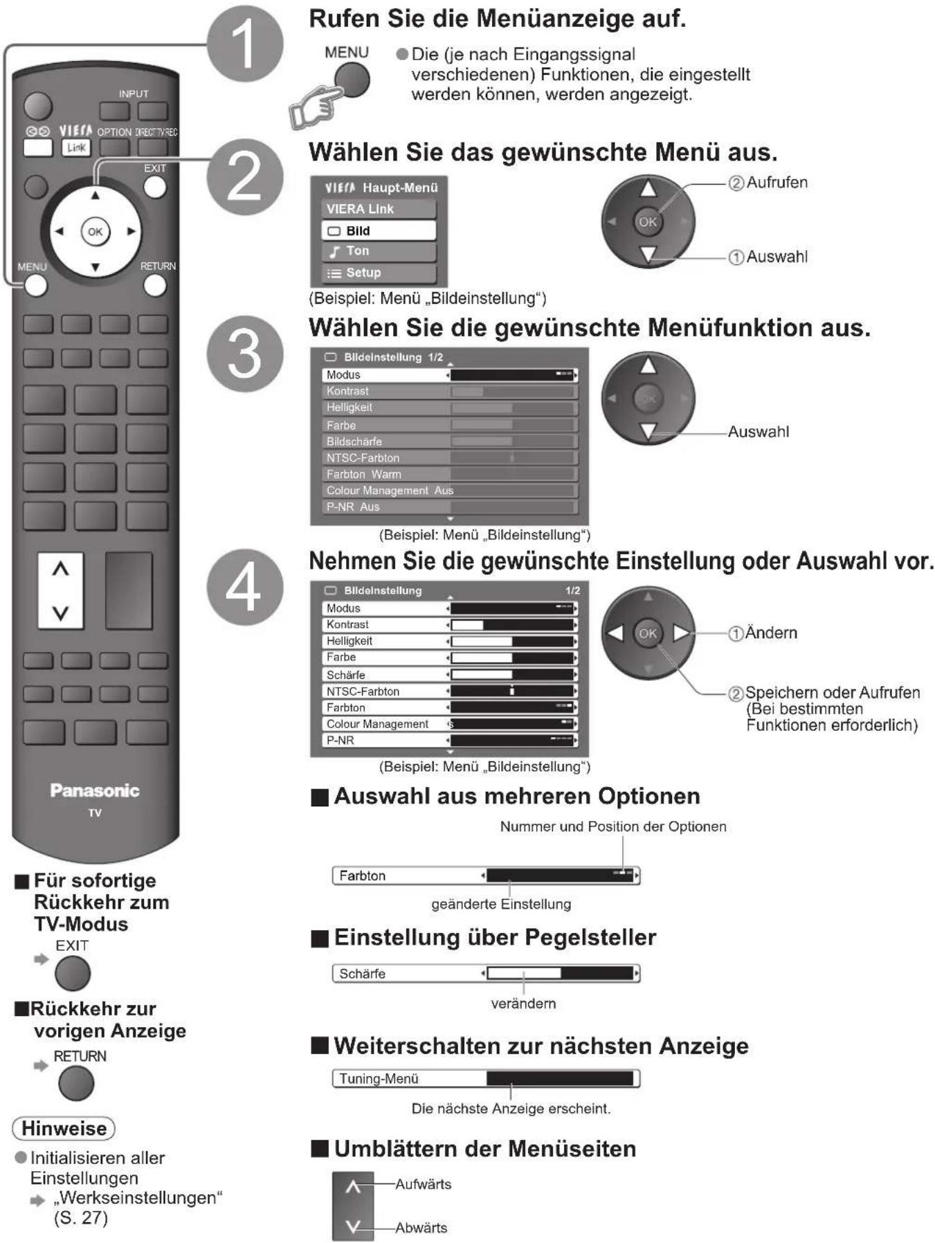 PANASONIC TH-50PV71FA - Gebrauch der Menüfunktionen - 1