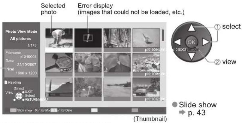 PANASONIC TH-42PX80BA - Select the photo to be viewed - 1