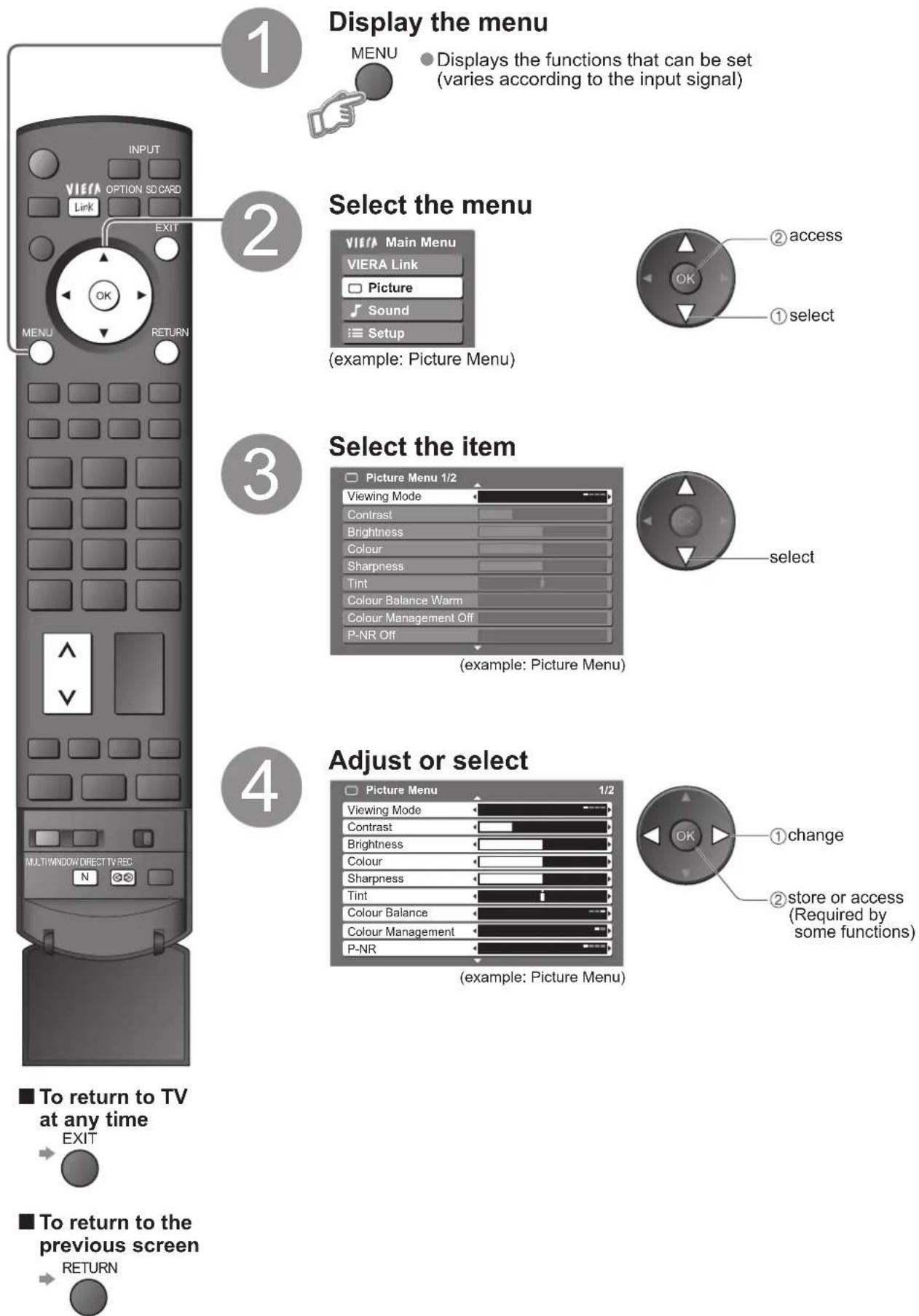 PANASONIC TH-42PX80BA - How to Use Menu Functions - 1
