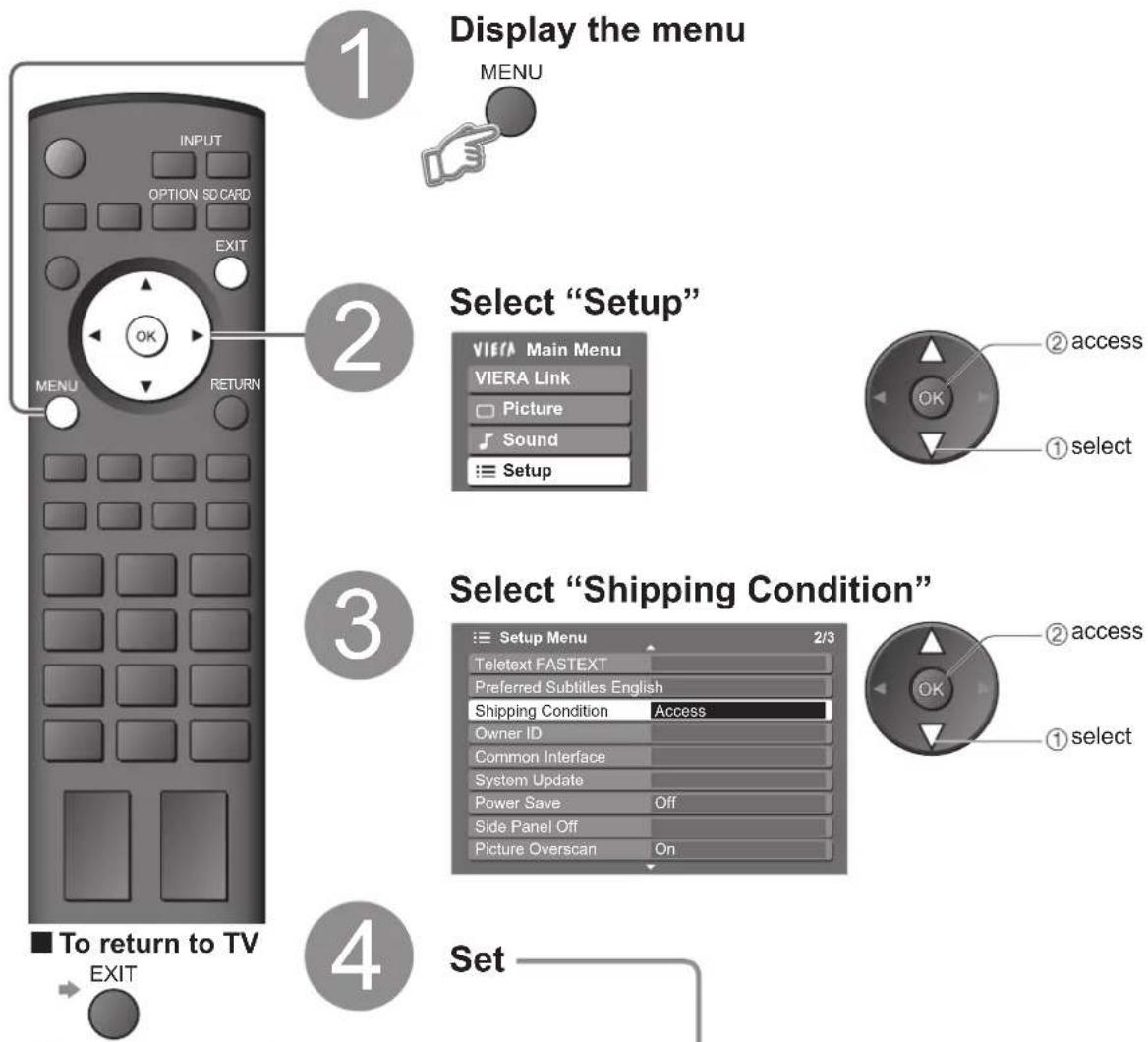 PANASONIC TH-42PX80BA - Restore Settings - 1