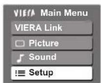 PANASONIC TH-42PX80BA - Select "Setup" - 1