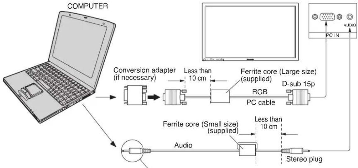 PANASONIC TH-42PWD7WS - PC Input Terminals connection - 1
