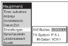 PANASONIC NV-SJ410AR - Einstellen des Typs des Gerätes, das an die 21-polige Scart-Buchse AV2 angeschlossen ist - 1