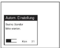 Autom. Einstellung Sucha Sender bitte warien. Ken 21