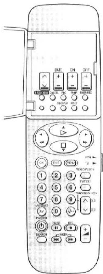 DATE ON OFF HAC/CREM CANCEL FDC SLIP TIMER REC DEEPLM WELT ON EXIT (WEUR) VON TV 1 2 3 VIDEO PLUSH 4 5 6 TWETEXT 7 8 9 TRAVEN/LOCK INPUT SET AV 0 -/- - E.E.0 POWER FALSE REC + SEARCH INDEX - -