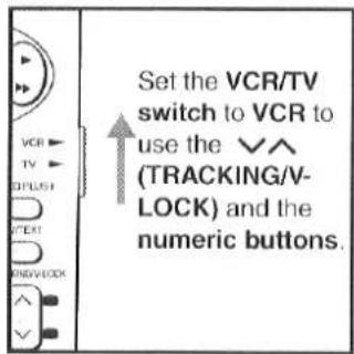 Set the VCR/TV switch to VCR to use the √∧ (TRACKING/V- LOCK) and the numeric buttons.