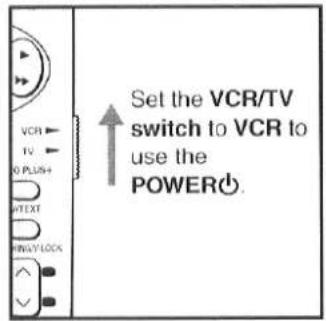 Set the VCR/TV switch to VCR to use the POWER