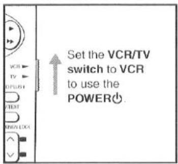 Set the VCR/TV switch to VCR to use the POWER
