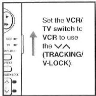 Set the VCR/ TV switch to VCR to use the √∧ (TRACKING/ V-LOCK).