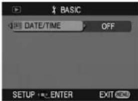 BASIC DATE/TIME OFF SETUP ENTER EXIT