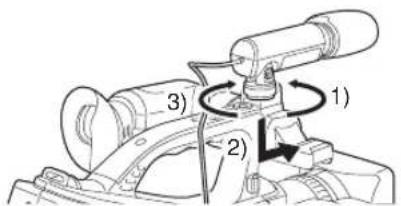 Technical diagram showing mechanical assembly with numbered components and rotational arrows indicating motion or movement.