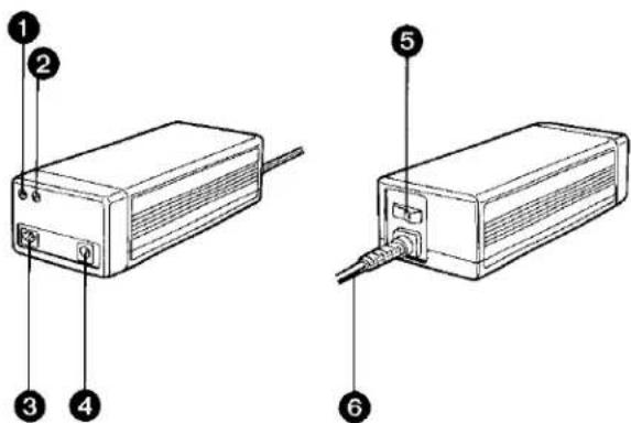 Diagram showing two electronic devices with labeled parts, likely illustrating a device's internal structure and terminal connections.