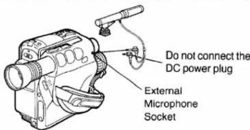 Do not connect the DC power plug External Microphone Socket