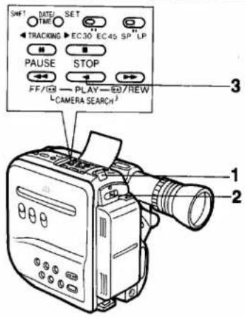 SHIFT DATE/SET TIME TRACKING EC30 EC45 SP LP PAUSE STOP FF/EBI PLAY-EBI/REW L-CAMERA SEARCH³ 1 2 3