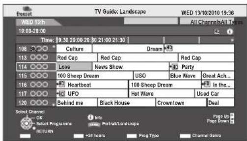 WED 13h 19:00-20:00 Time: 19:30 20:00 20:30 21:00 21:30 108 Culture Dream HD 113 Red Cap Red Cap Red Cap 114 Love News Show Party 115 100 Sheep Dream USO Blue Wave Great Ach... 116 Heartbeat 100 Sheep Dream In the... 117 UFO Hot Wave Used Car 120 Behind me Black House Crowntown Deal Select Channel OK Info Page Up Select Programme Portrait/Landscape Page Down RETURN +24 hours Prop Type Channel Game