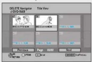 DELETE Navigator DVD-RAM Title View G B BEC O 2013 NON BEC O 2014 NON Previous Page 05/07 Next OK RETURN ON OPTION Reset Software