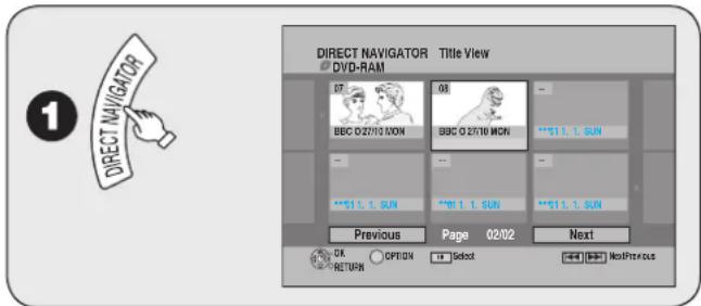 DIRECT NAVIGATOR DVD-RAM Title View 07 BBC O 27/10 MON 08 BBC O 27/10 MON ***$1.1. SUN *** **$1.1. SUN ***$1.1. SUN ***$1.1. SUN Previous Page 02/02 Next OK RETURN ○ OPTION → Select No!Piricola
